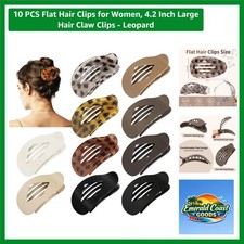 10 PCS Flat Hair Clips for Women, 4.2 Inch Large Hair Claw Clips - Leopard