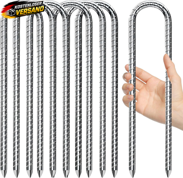 7 StüCk 30CM U-Typ Bodenanker, Verzinkter Stahl Bodenanker Trampolin, Erdanker,-image