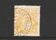 1914 KGV 4d "BUFF ORANGE" SINGLE WATERMARK "VERY FINE USED" BW 100F NICE!