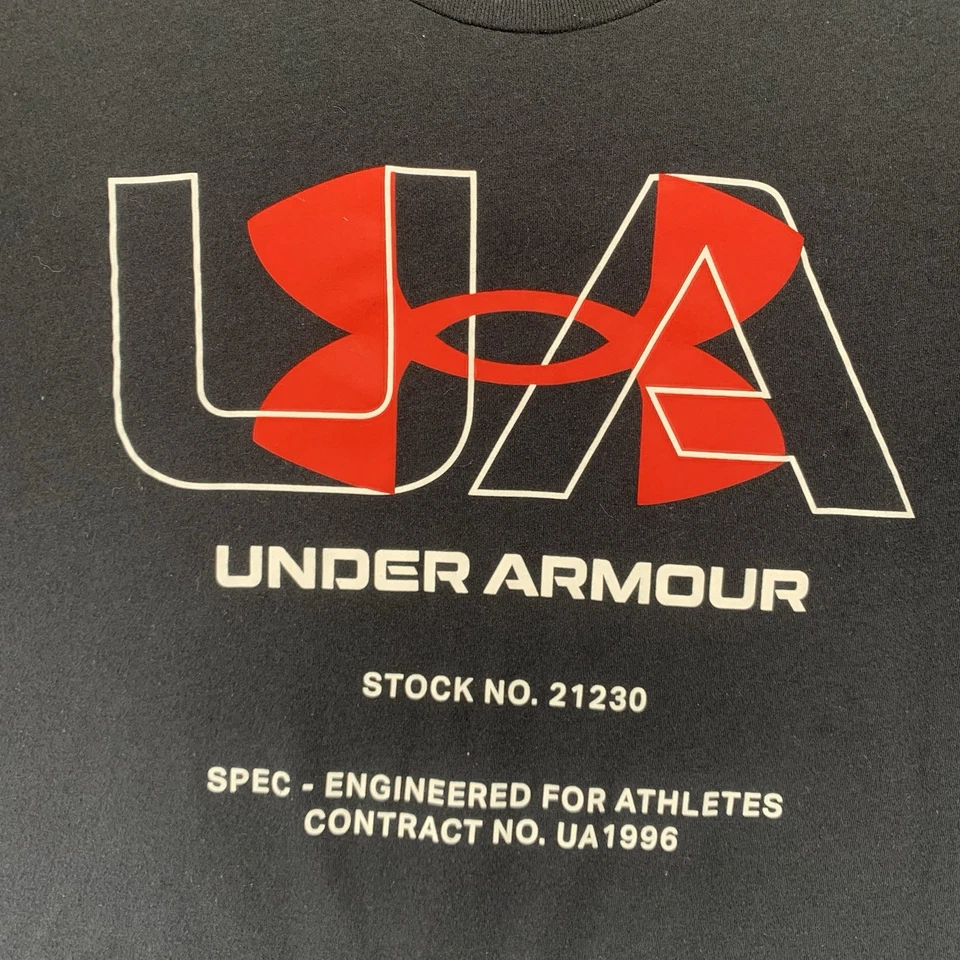 Camiseta Under Armour Marca Atletas Logo Adultos Hombres XL Negra Roja Cuello Redondo Foto 2 de 4