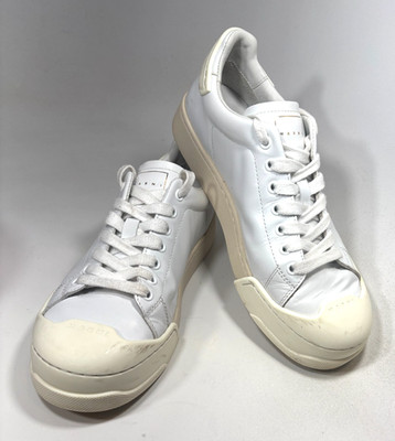 Marni Womens Dada Bumper White / White Leather Low Cut Sneakers Size 7.5
