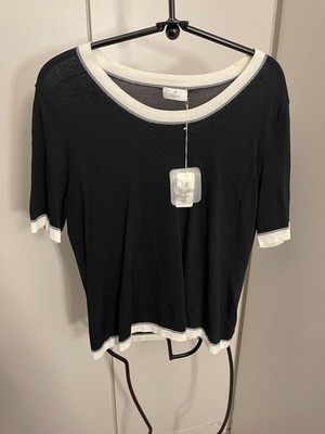 *ELEGANCE * Oberteil * Schwarz-Weiß mit Silberborde -Gr. 44 -NEU*!