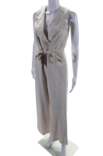 Nanette Lepore Womens Sleeveless Back Zip Tapered Leg Jumpsuit Beige 4 - Imagen 2 de 6