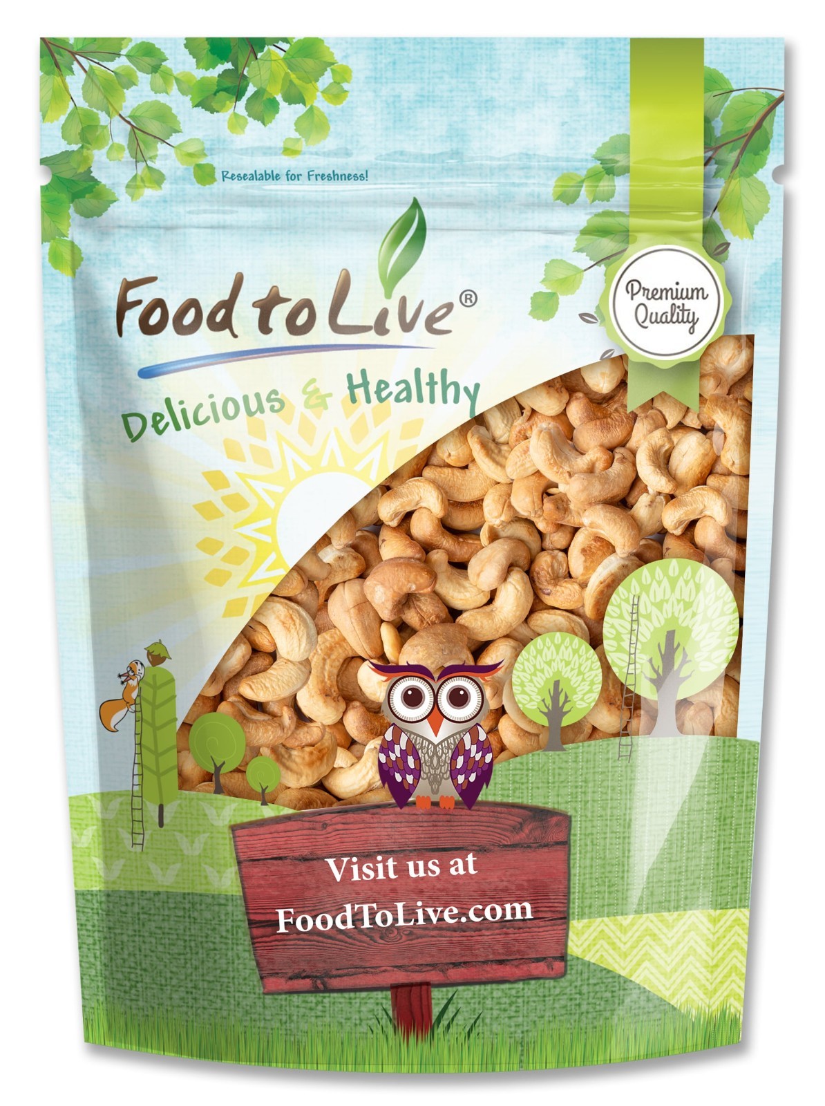Dry Roasted Whole Cashews – Unsalted, Kosher, Vegan