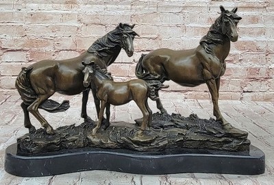 Sehr Schönes Bronze Skulptur 3 Wildpferde Pierre Jules Mene ! Signiert Statue