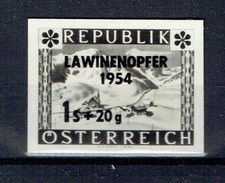 ANK. 1007  DRUCKPROBE SCHWARZ      Lawinenopfer 1954