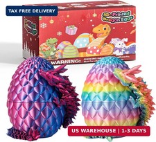 2-Pack 3D Printed Dragons Egg Fidget Toy-Articulated Crystal Animal Designs for