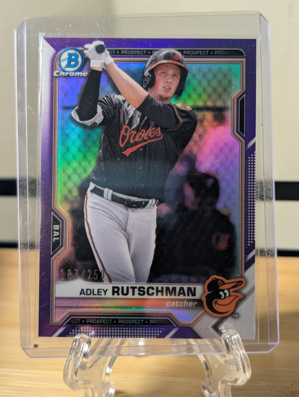 2021 Bowman-Chrome Prospects Adley Rutschman #BCP-121 Purple Refractor /250 (RC)
