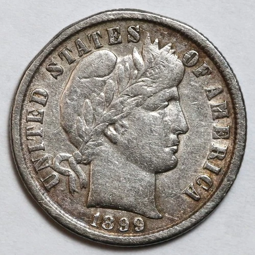 1899 10c Barber Silver Dime - RAW - Nice Coin / Detail - Toned
