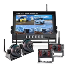 Digital Wireless 9'' IPS Monitor DVR+ 1080P Backup Wireless Camera for Truck RV