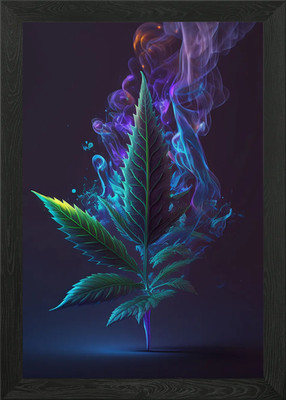 Mystical Smoking Leaf Framed Wall Art Poster Canvas Print Picture