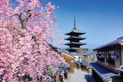 Yanoman [Made in Japan] 1000-teiliges Puzzle: Yasaka-Turm mit Kirsche