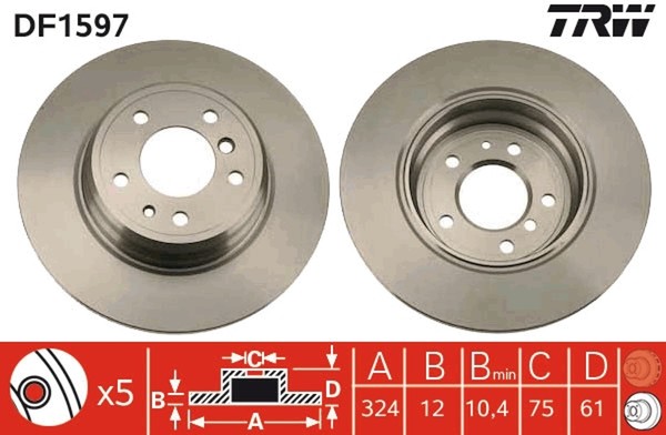 2X Bremsscheibe TRW DF1597 FüR BMW E38 E31 7Er 8Er 725 Tds 728 730 735 740 840-image