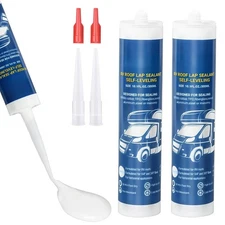 2025 Version RV Roof Sealant 2-Pack, Self-Leveling Lap Sealant White,