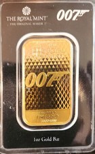 1 oz James Bond 007 Diamonds Are Forever Royal Mint 999.9 Fine Bullion Gold Bar