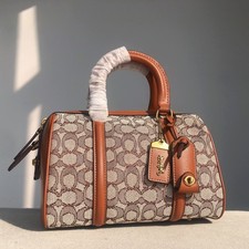 COACH C8529 Bag Ruby Satchel 25 Signature Textile Jacquard With Charm NWT