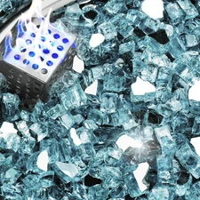 10 lb Reflective Fire Glass, 1/2 Inch, Fit Fire Pit & Fireplace, Pacific Blue