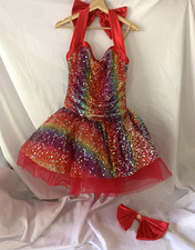 Multicolor Rainbow Tap Jazz Musical Theater Costume Adult Large Weissman