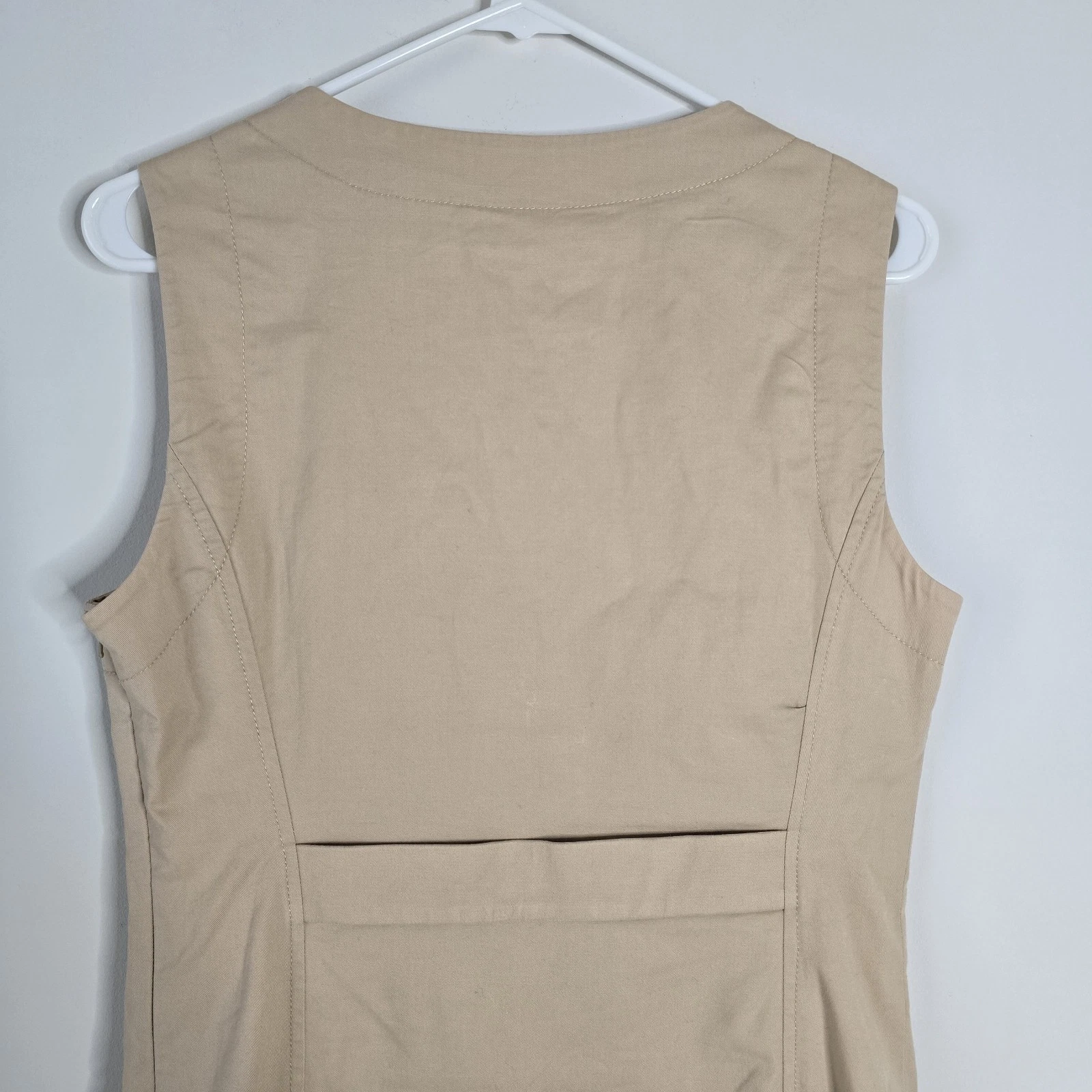 Abito tubino Tory Burch senza maniche mezza zip con cintura davanti taglia 10 marrone neutro