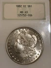 1882 CC Morgan Dollar Rare NGC 3.0 Gold Embossed Holder MS 63