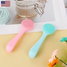 2 Pcs Silicone Manual Facial Cleansing Brush Soft Face Scrubber Exfoliating Brus
