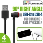 4ft 90 Degree USB C to USB A Cable Right Angle Fast Charge Data Sync Cord Type-C