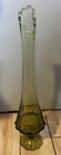 Swung Vase Mid Century Modern Green Glass Footed  Base 22 1/2” Tall