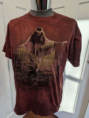 Vintage The Mountain T Shirt Spiritual Native American  Graphic Men s Large Y2K