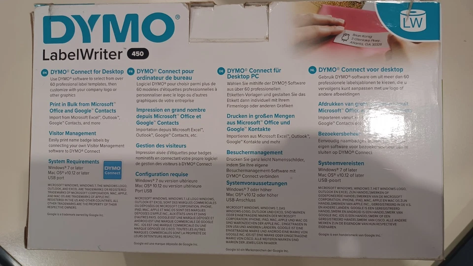 Stampante Etichette Dymo Label Writer 450 TESTATA Etichettatrice Stampa Termica - Immagine 3 di 4