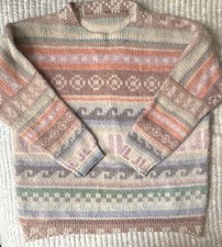 Vtg 90s Pastel Fair Isle Sweater Crewneck Soft Acrylic Knit