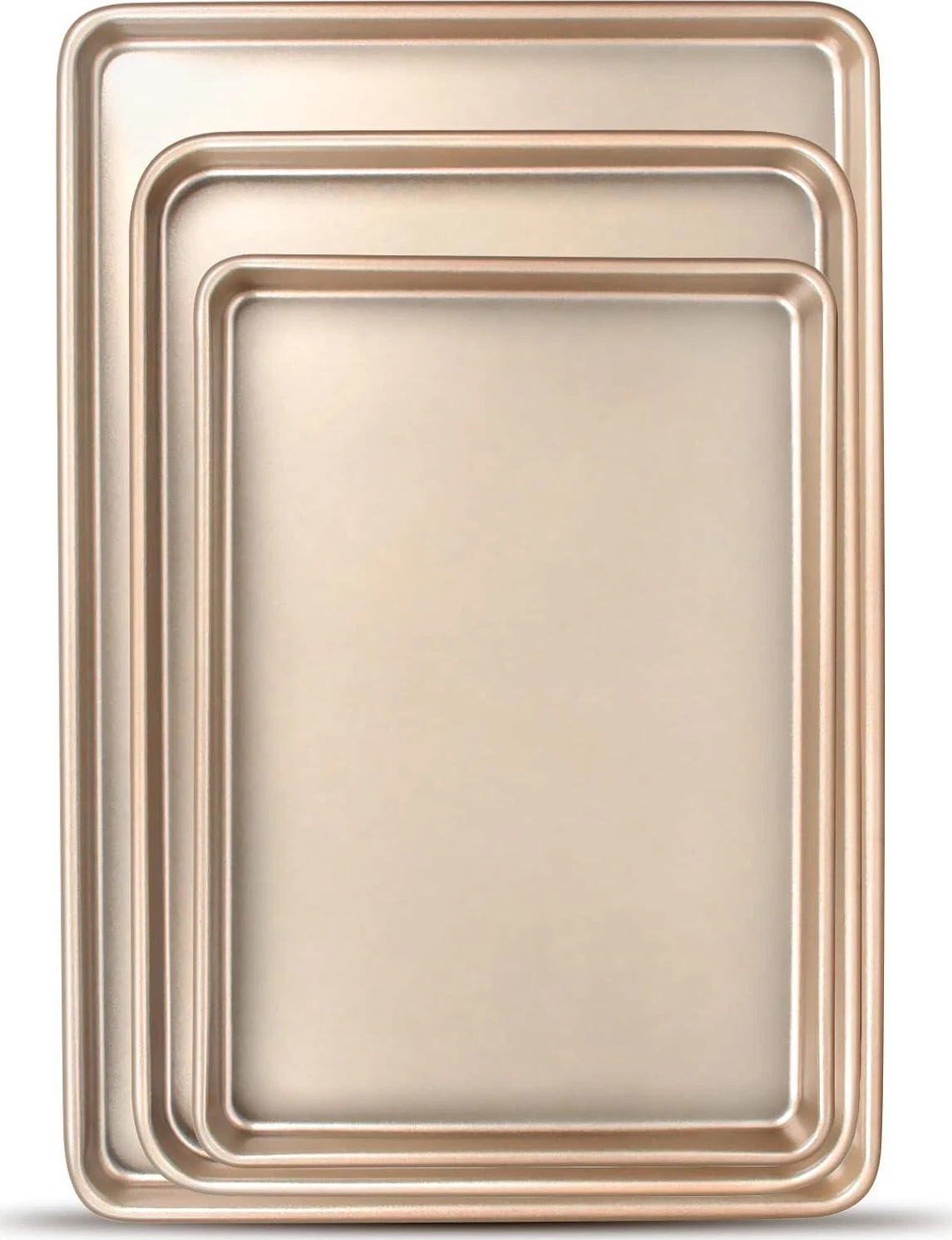 Nonstick Baking Sheet Pan Set of 3 Half Quarter Jelly Roll Champagne Gold 9x13