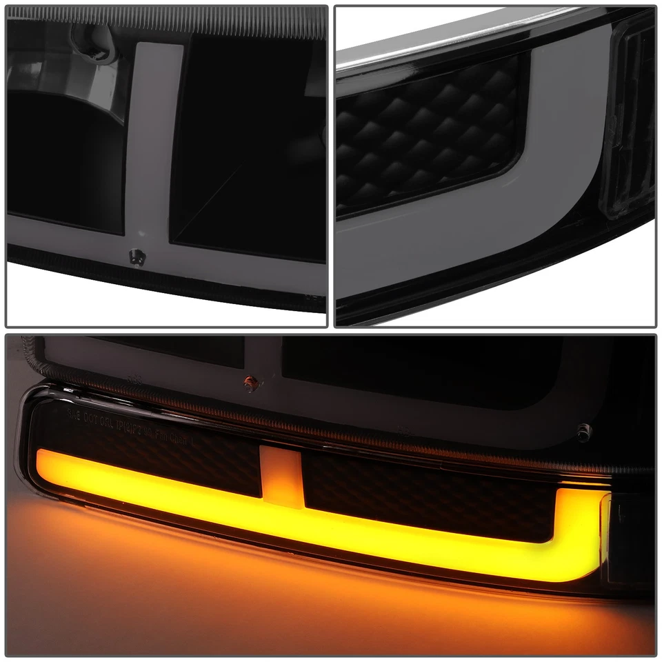 Par de faros delanteros LED DRL Fit 99-07 Sierra Yukon Switchback ahumados Foto 4 de 4