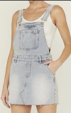 Cleo + Wolf Women’s Light Wash Denim Overall Mini Dress Skirtall Size XS