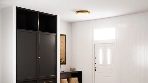 Quoizel QFL6785 Carey 16"W LED Flush Mount Drum Ceiling Fixture - Black - Picture 7 of 12