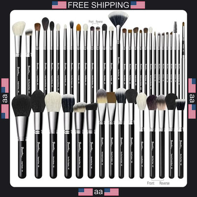 BUEART DESIGN 42Pcs Makeup Brush Set natural goat hair matte pearl black
