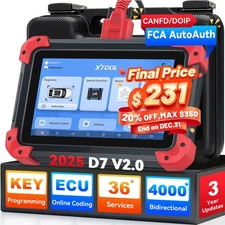 USED XTOOL D7 OBD2 Scanner Auto Diagnostic Tool Bidirectional Key Programmer FCA