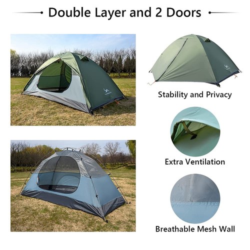 TOMOUNT Backpacking Tent 2 Person Waterproof Lightweight Double Layer Free-St... - Picture 3 of 7