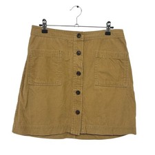 Corduroy Button Mini Skirt S Tan A Line 70s Revival Indie Utility Retro