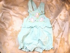 Vintage Color Kids Mint Green Floral Baby Romper Size 0-6 Month HTF