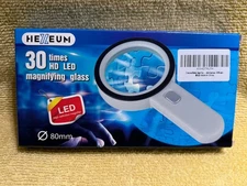 HD LED Hexeum Illuminated Magnifying Glass - 30 x Times  New in Box!