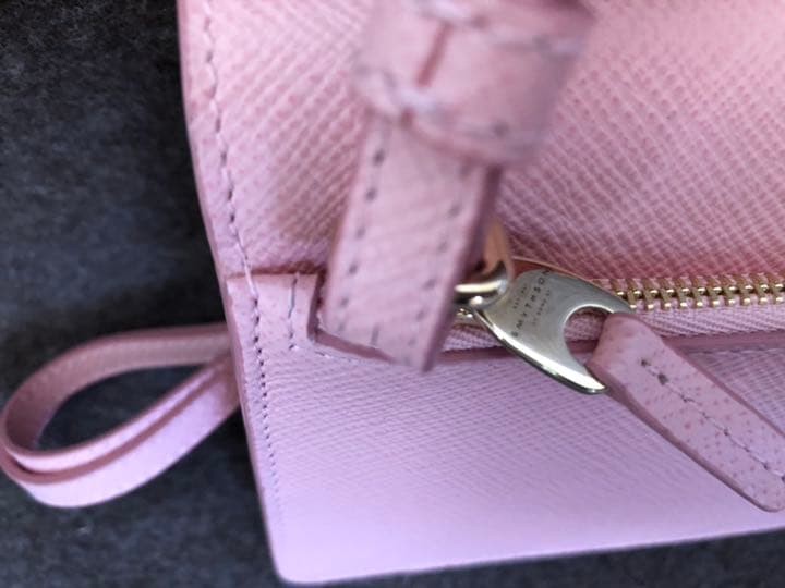 Smythson Panama Wallet Bag Pink Calf Leather with Protective bag ship From JAPAN image 2