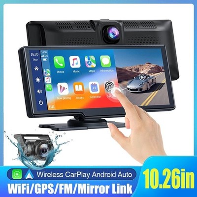 ESSGOO DashCam 10'' Touch Portable Car Stereo Radio Apple Carplay Android Auto BT