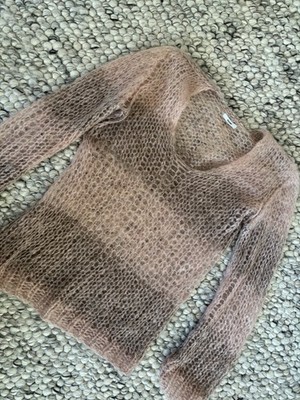 MAIAMI Strickpullover, Größe: S/M Rose Braun Mohair - Hand knitted - NP 500 Euro