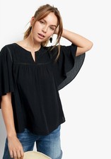 Hush Black Hampstead Top Embroidered Flutter Sleeve - Size 16 RRP65