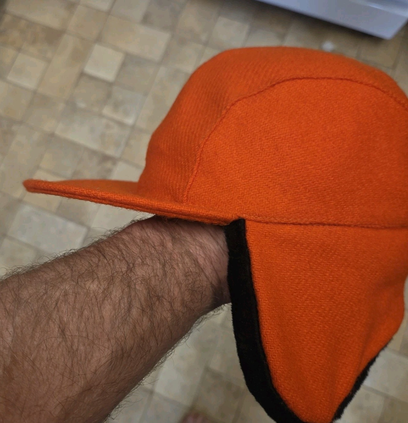 Vintage Pendleton Wool Trapper Hat Solid Orange S… - image 5