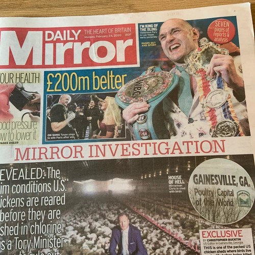 RARE Tyson Fury Deontay Wilder II Boxing Set Newspaper Photograph MIRROR WBC - Picture 3 of 5