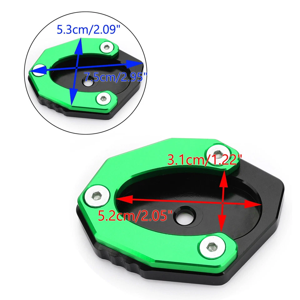 Kickstand Side Stand Plate Extension Pad For KAWASAKI Z900 Z1000SX 17-19 Green - Изображение 2 из 4