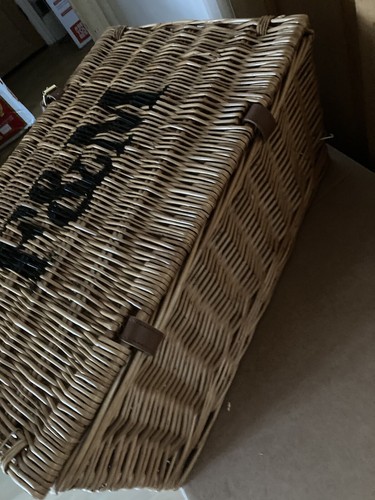 XL X Large Fortnum and Mason F&M Picnic AscotHamper Wicker Basket Leather straps - Picture 11 of 13