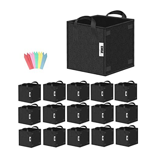 5/10/15 Pack 5 Gallon Square Grow Bags Thickened Fabric Pots with Handles Black - Picture 12 of 12