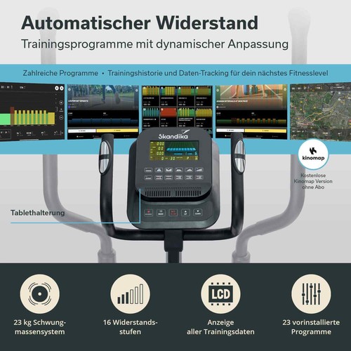 Skandika Crosstrainer Carbon P23 Ellipsentrainer klappbar 23 Programme Neu - Bild 5 von 7